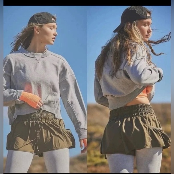 Free People Movement Get Your Flirt on Athletic Short Army Green . XS - Picture 2 of 12